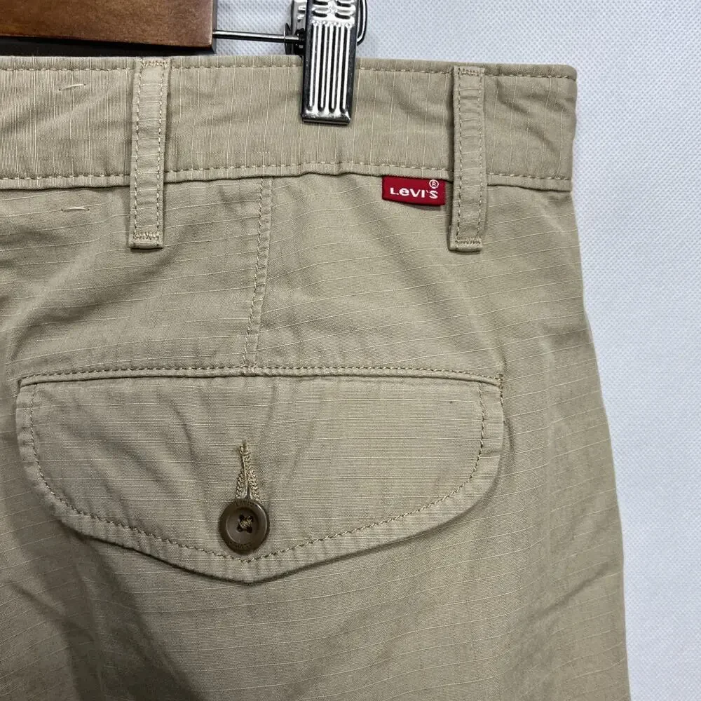 Levi's Strauss Cargo Khaki Tan Shorts Size 36 Men's Rip Stop Longer inseam Y2K - Picture 5 of 11